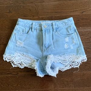 High-Rise Light Wash Jean Shorts